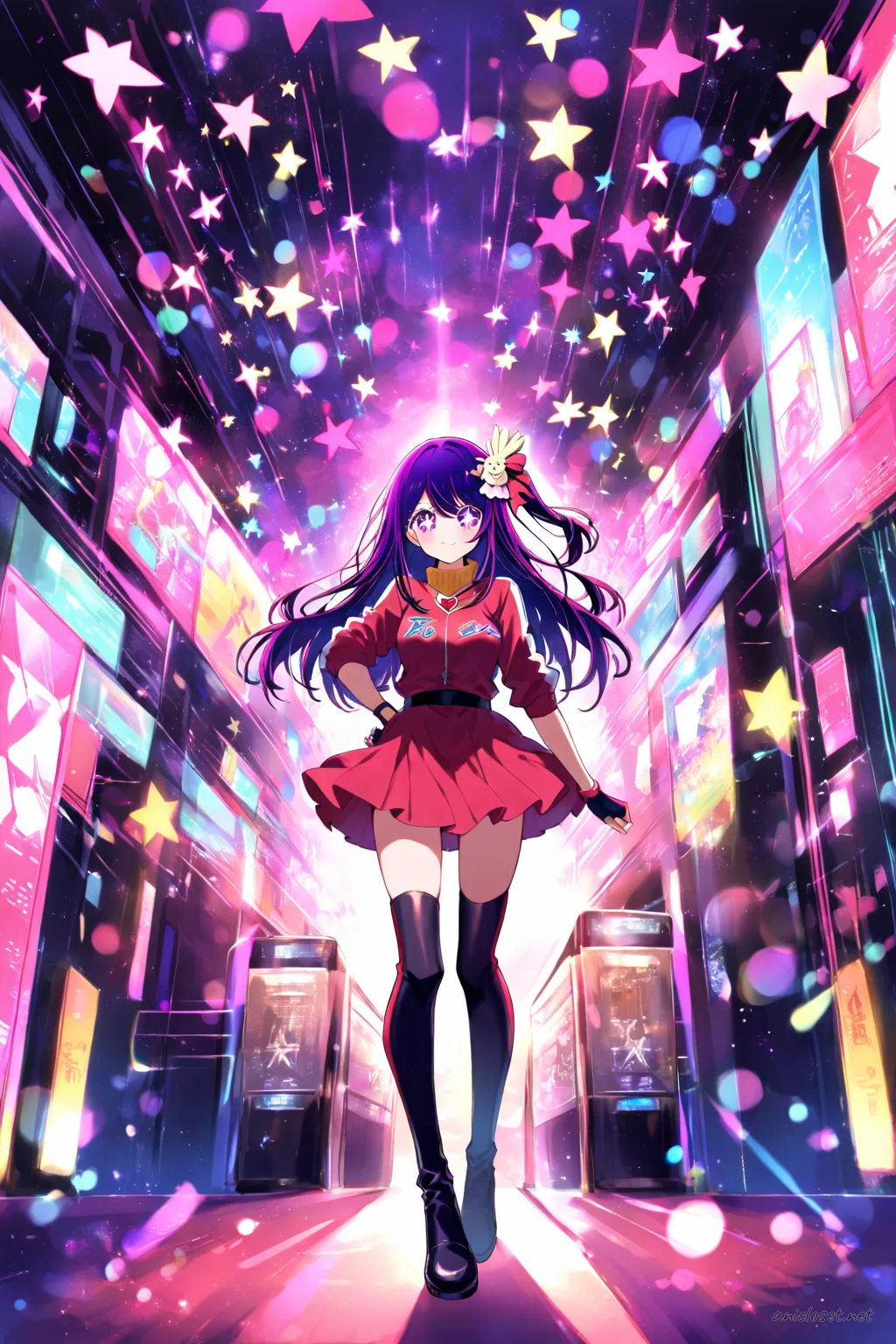 Ai Hoshino in Uniform #10 outfit, anime lookbook illustration