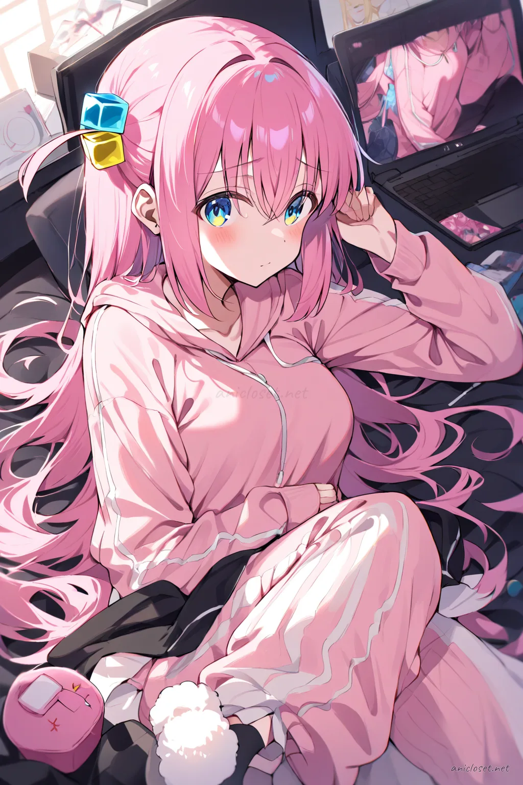 Hitori Gotoh in Lounge #06 outfit, anime lookbook illustration