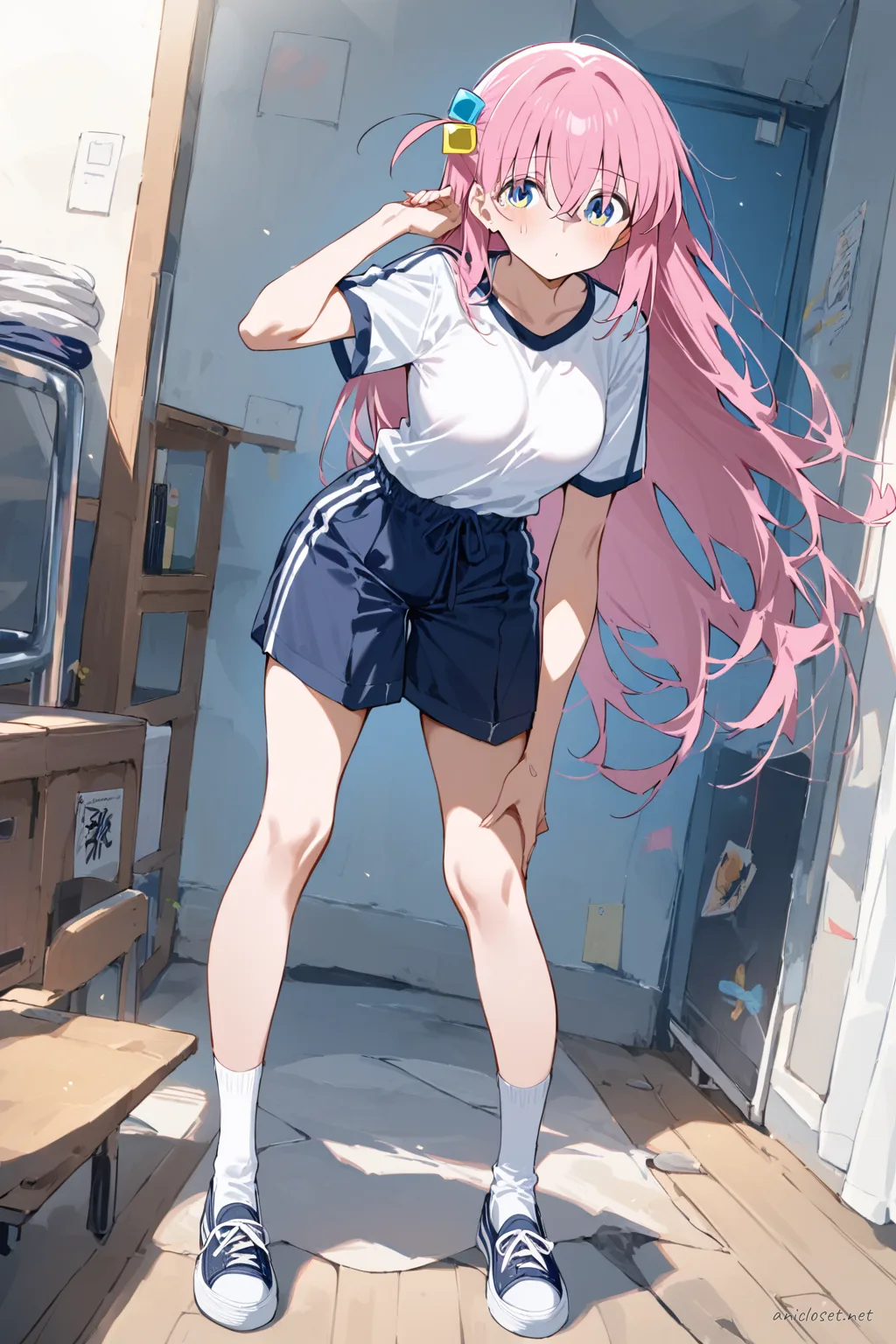 Hitori Gotoh in School #06 outfit, anime lookbook illustration