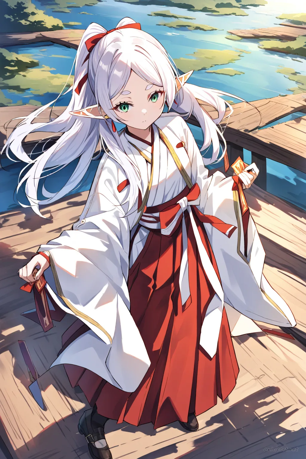 Frieren in Kimono #03 outfit, anime lookbook illustration