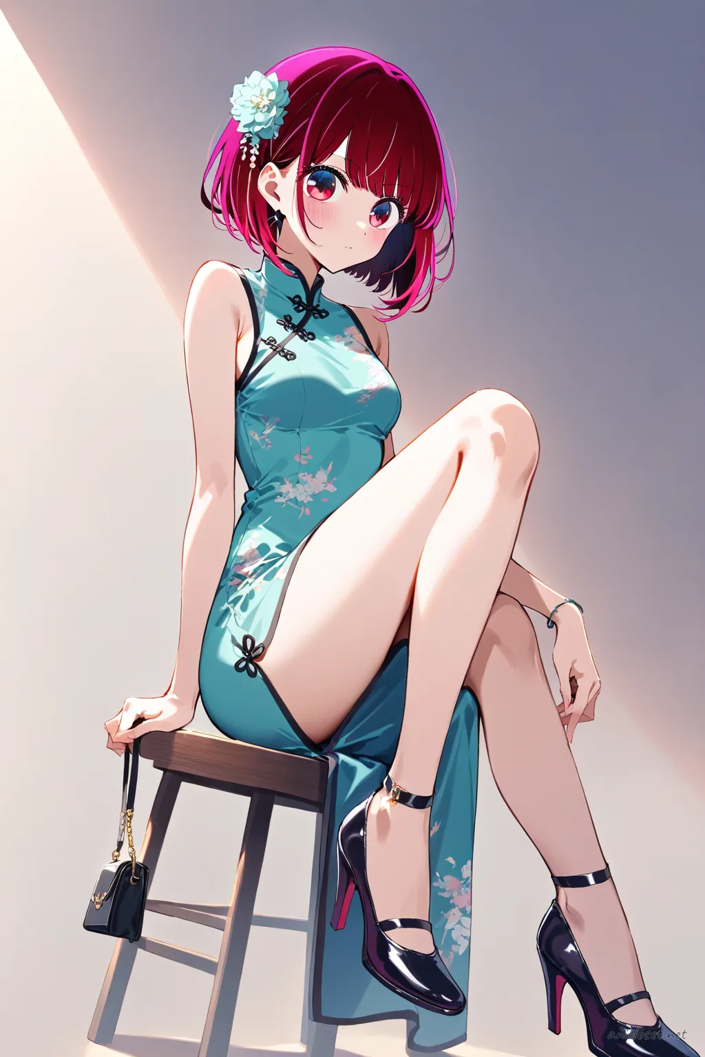 Kana Arima in China dress #06 outfit, anime lookbook illustration