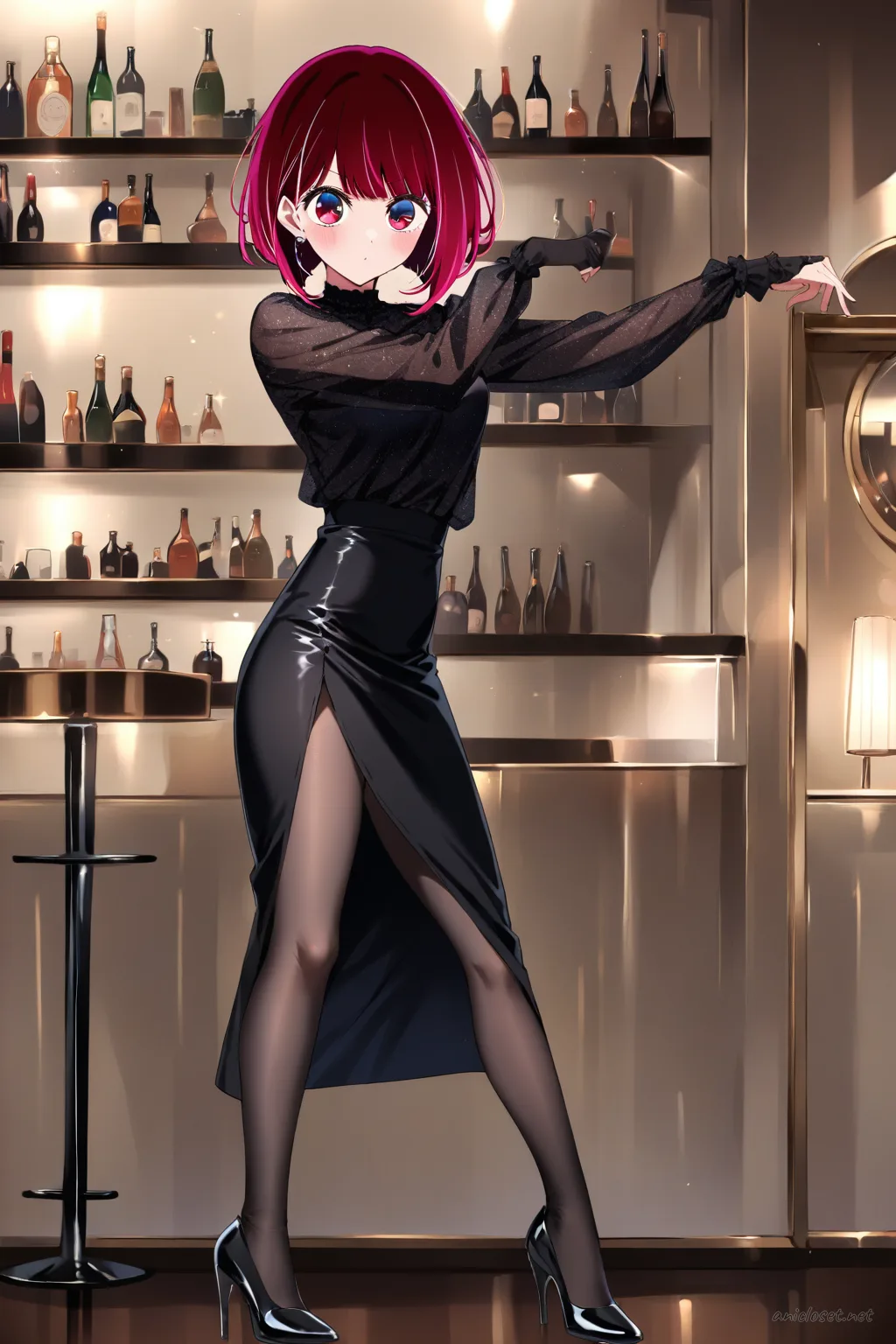 Kana Arima in Formal #12 outfit, anime lookbook illustration
