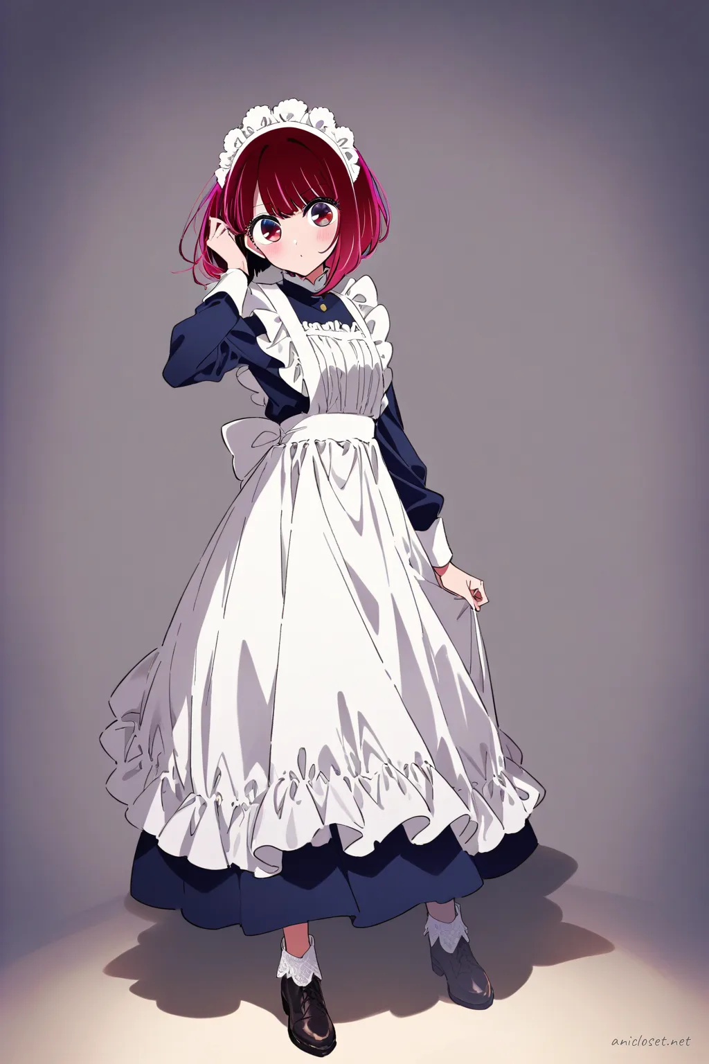 Kana Arima in Maid #03 outfit, anime lookbook illustration