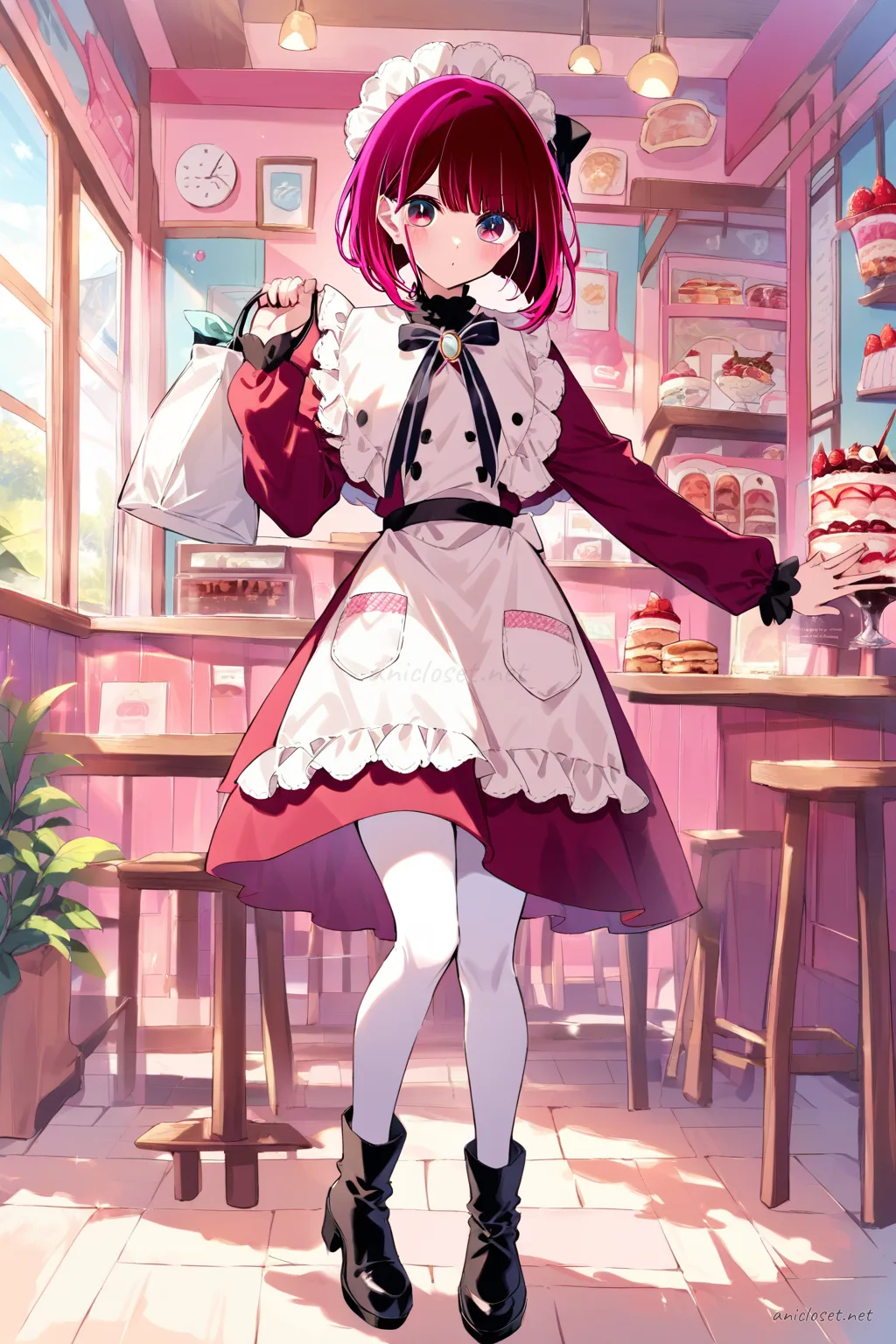 Kana Arima in Maid #09 outfit, anime lookbook illustration