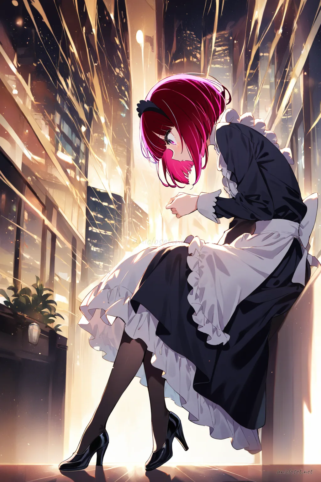 Kana Arima in Maid #12 outfit, anime lookbook illustration