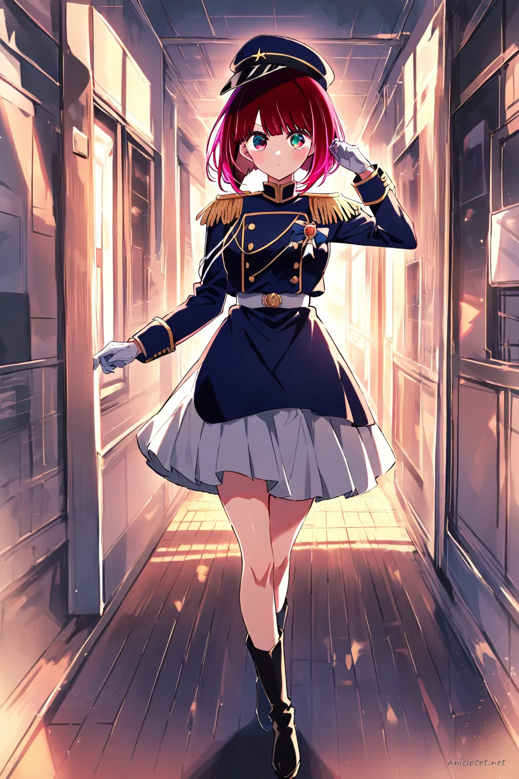 Kana Arima in Uniform #06 outfit, anime lookbook illustration