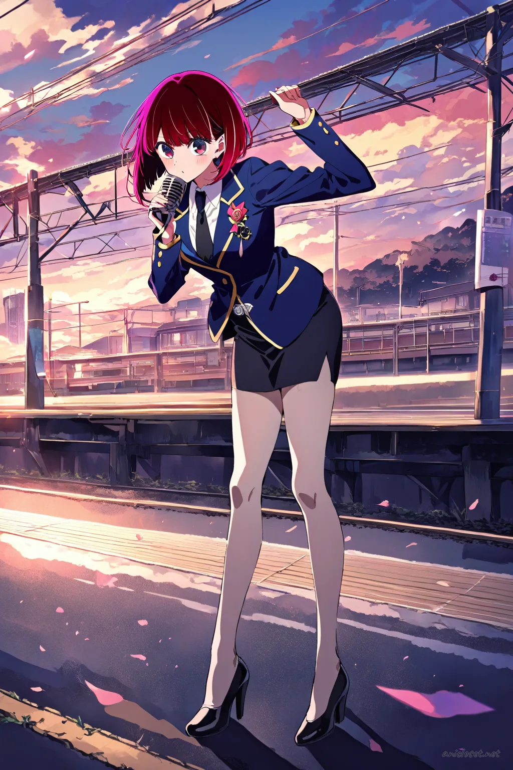 Kana Arima in Uniform #09 outfit, anime lookbook illustration