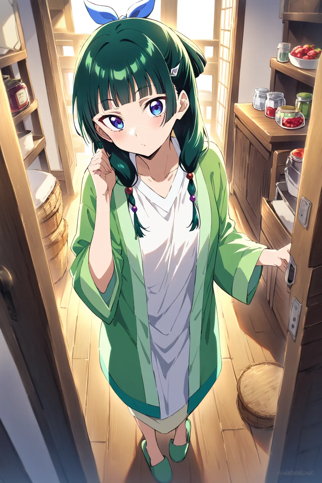 Maomao in Lounge #05 outfit, anime lookbook illustration