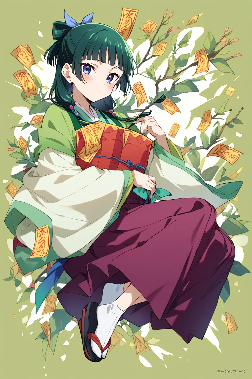 Maomao in Kimono #03 outfit, anime lookbook illustration