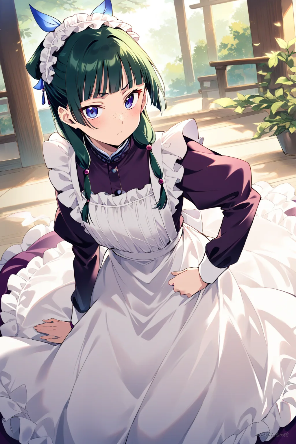 Maomao in Maid #01 outfit, anime lookbook illustration