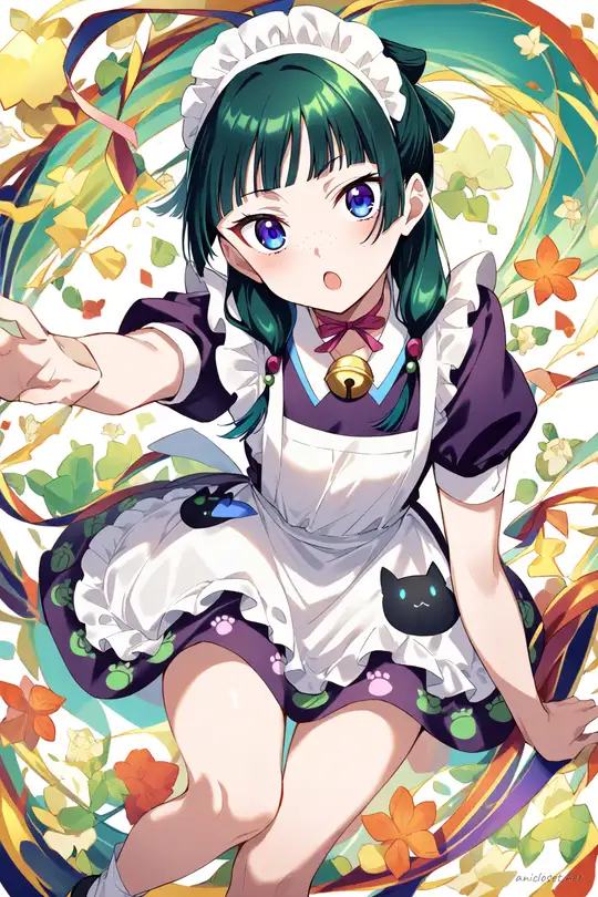 Maomao in Maid #11 outfit, anime lookbook illustration