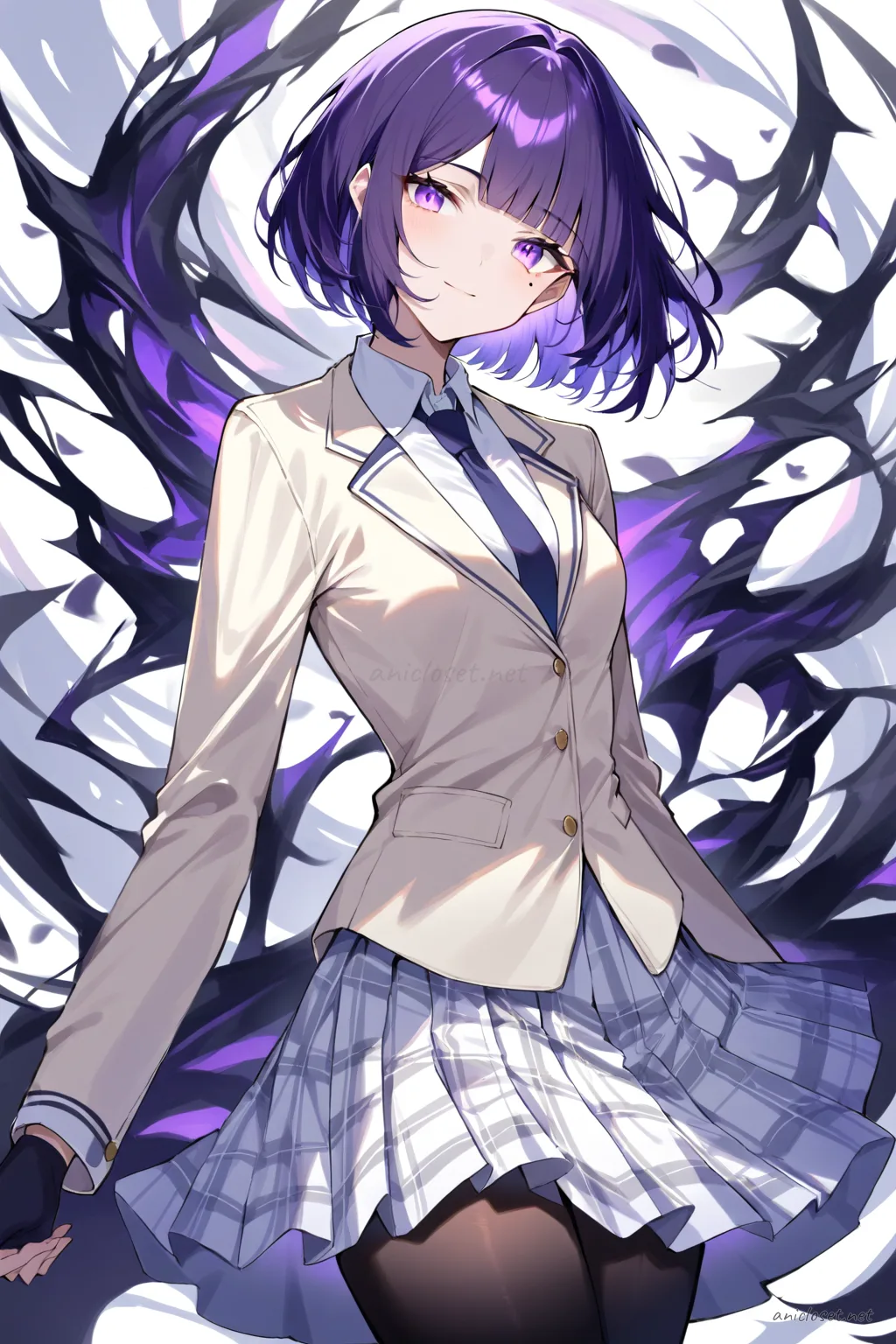 Uvelle in School #02 outfit, anime lookbook illustration