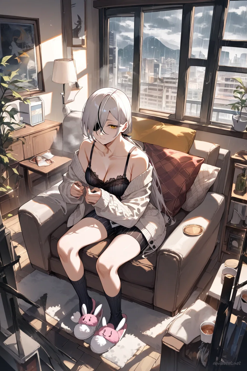 Quanxi in Lounge #01 outfit, anime lookbook illustration