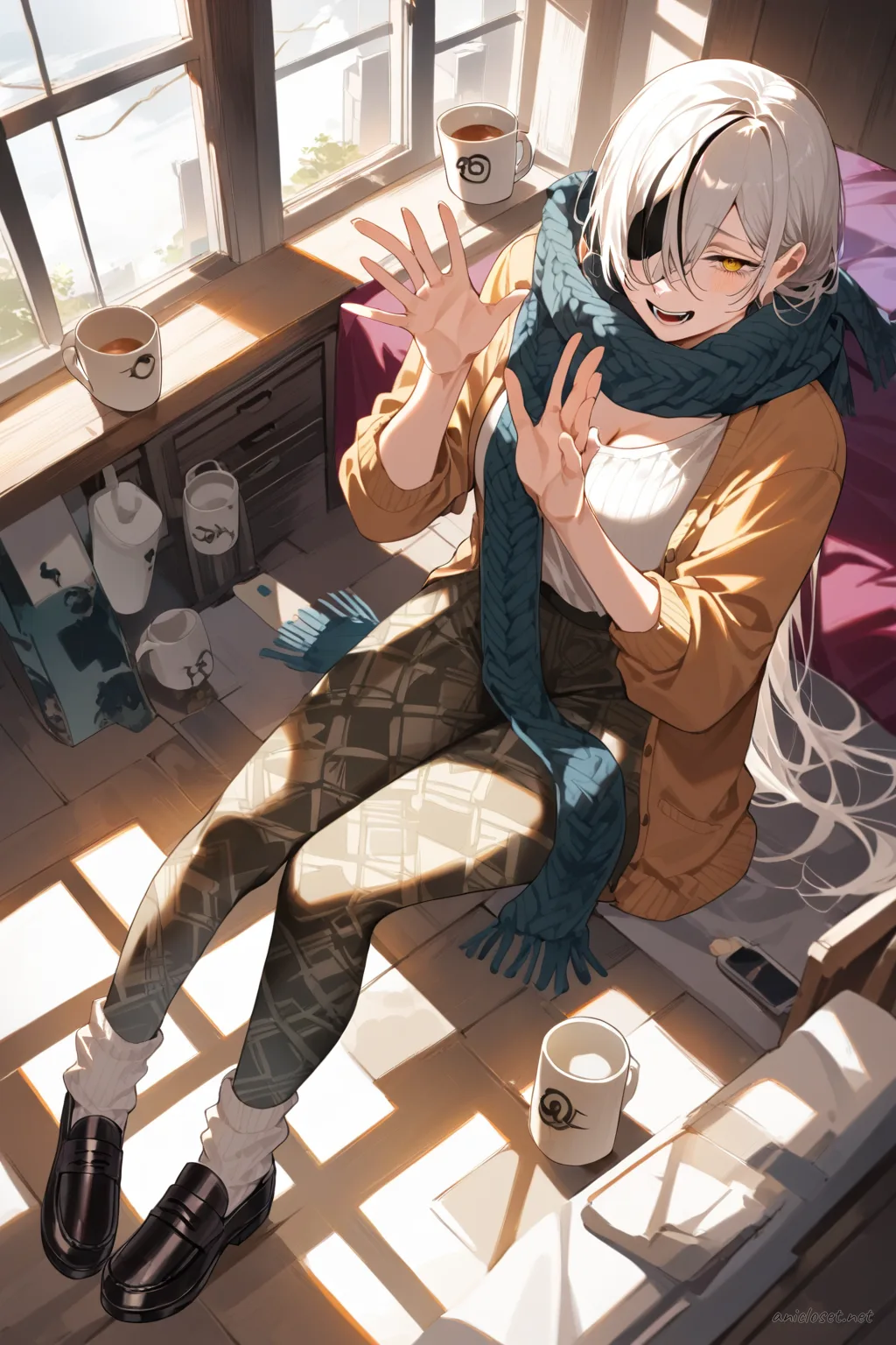 Quanxi in Lounge #09 outfit, anime lookbook illustration