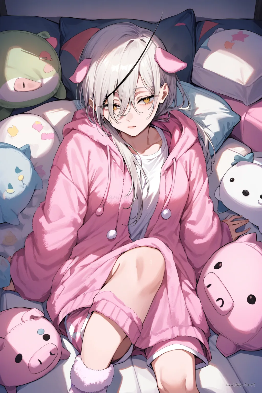 Quanxi in Lounge #12 outfit, anime lookbook illustration