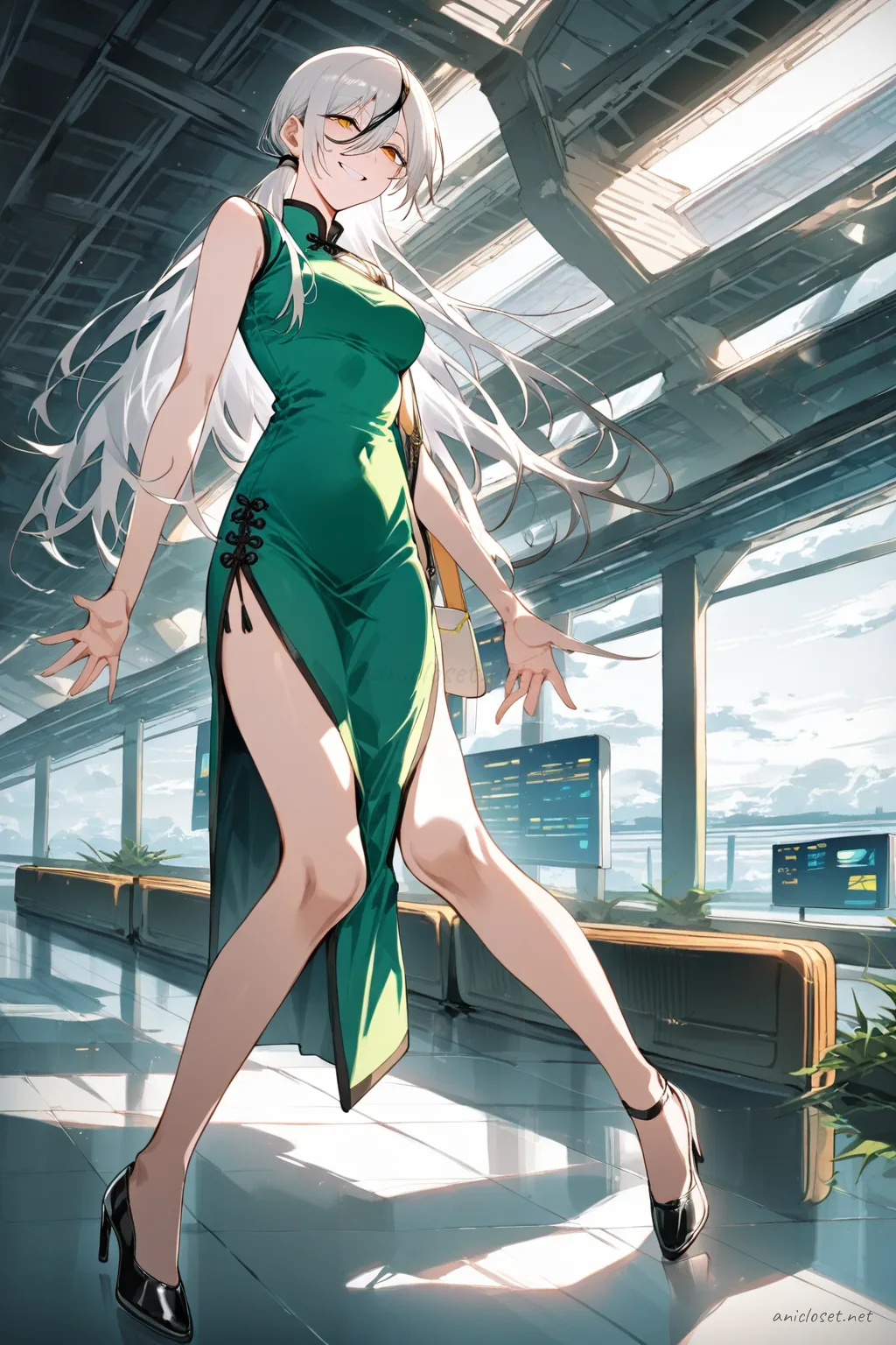 Quanxi in China dress #06 outfit, anime lookbook illustration