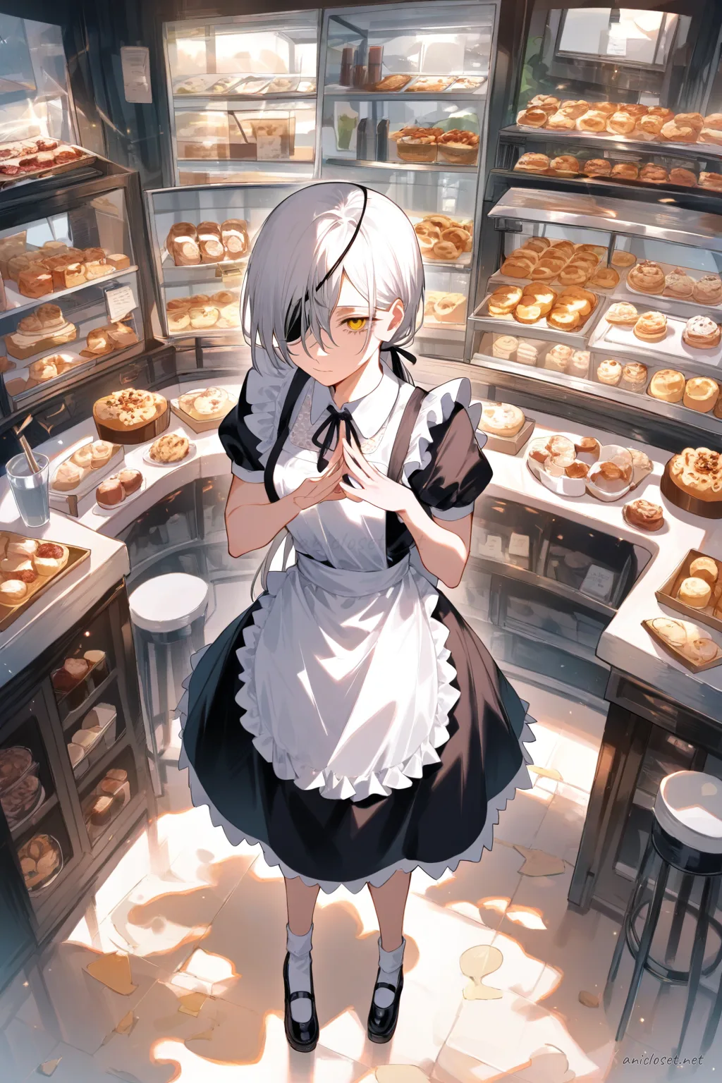 Quanxi in Maid #02 outfit, anime lookbook illustration