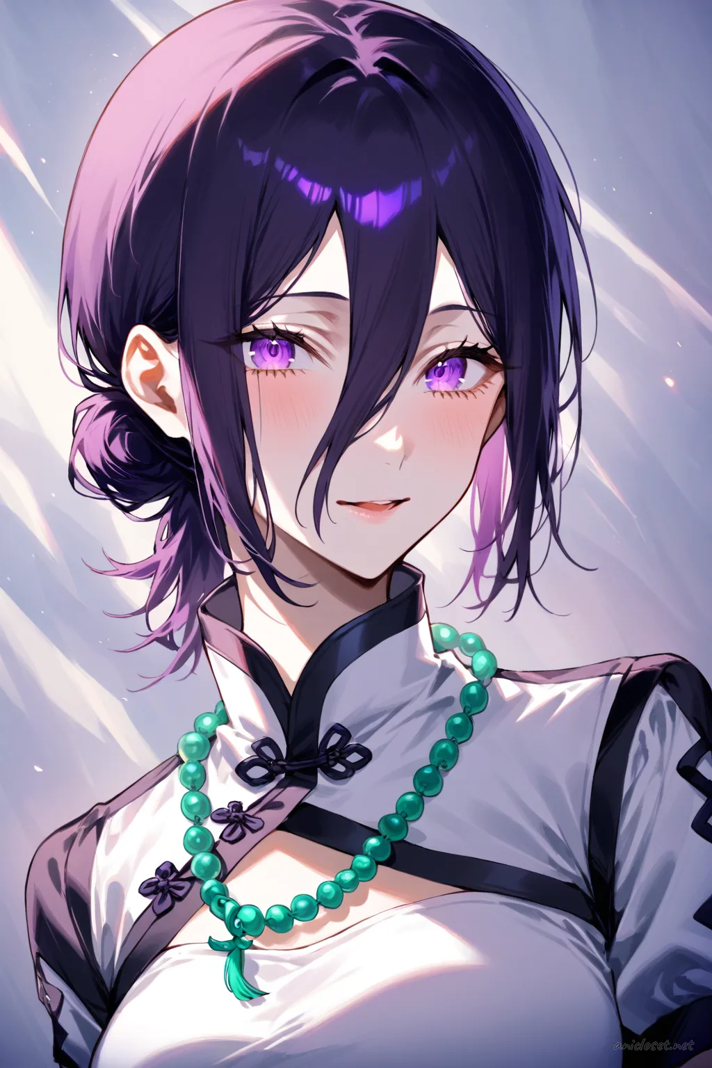 Reze in China dress #12 outfit, anime lookbook illustration