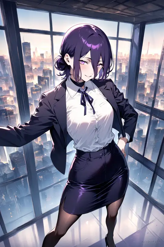 Reze in Formal #01 outfit, anime lookbook illustration