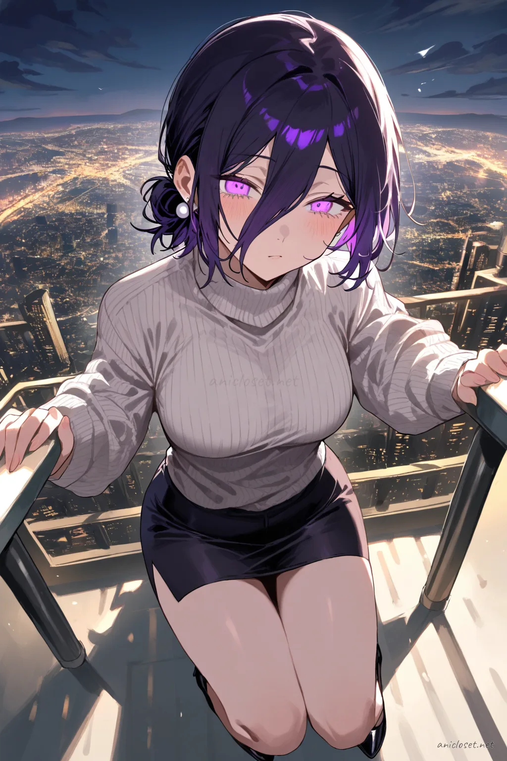 Reze in Formal #04 outfit, anime lookbook illustration