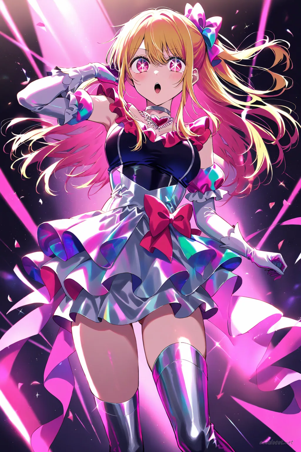 Ruby Hoshino in Idol #08 outfit, anime lookbook illustration