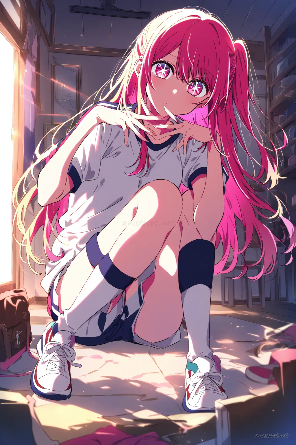Ruby Hoshino in School #06 outfit, anime lookbook illustration