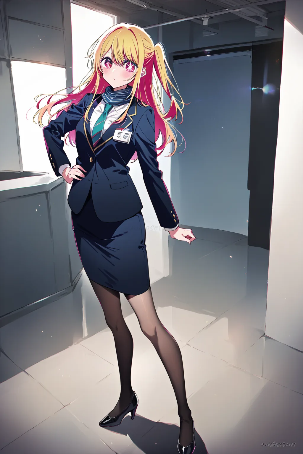 Ruby Hoshino in Uniform #03 outfit, anime lookbook illustration