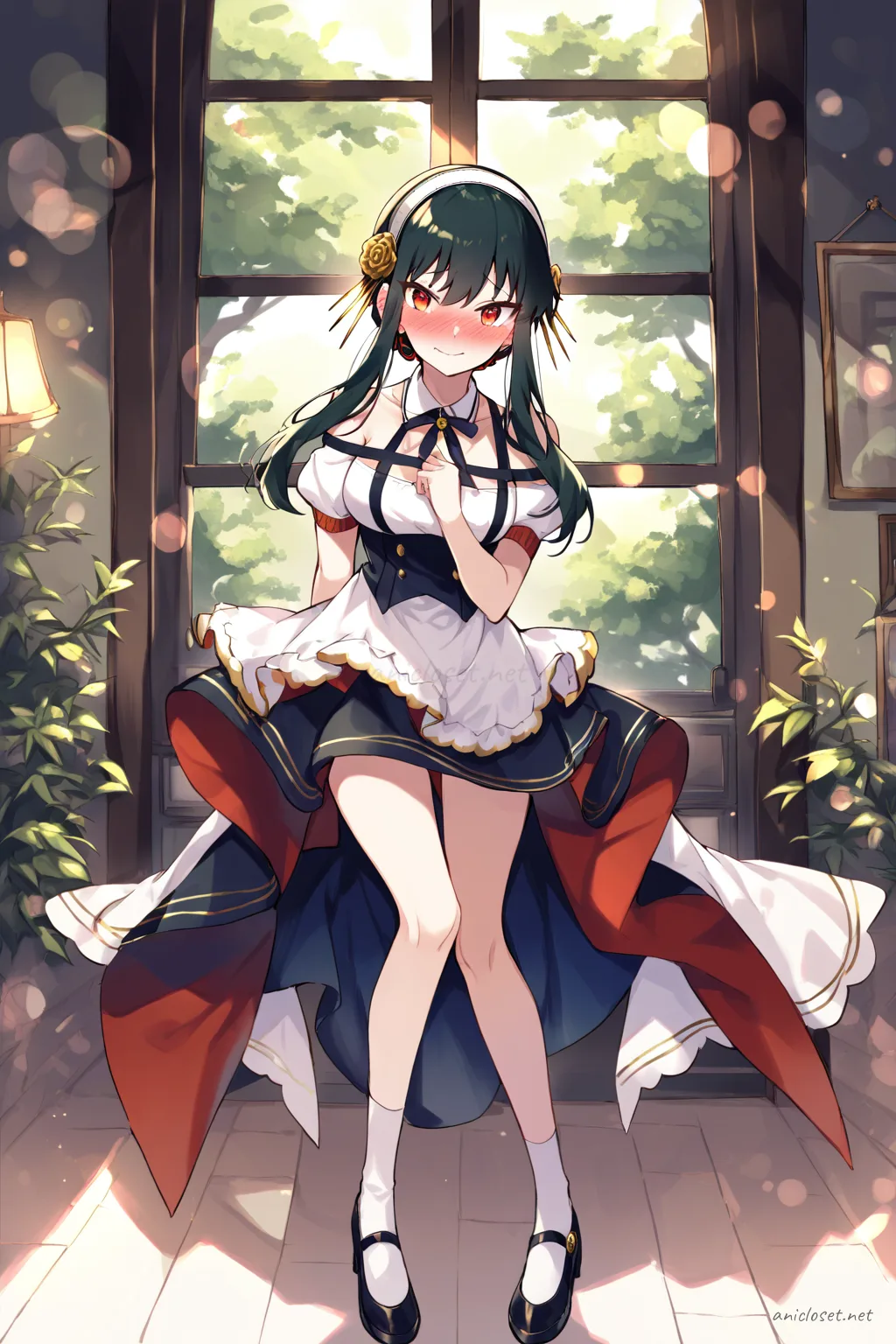 Yor Forger in Maid #02 outfit, anime lookbook illustration